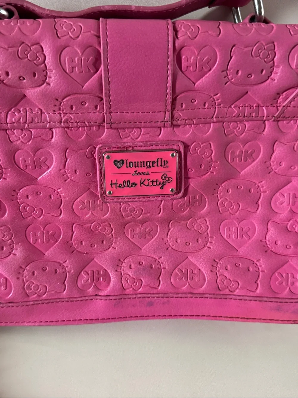 Loungefly x Hello Kitty Pink Embossed Crossbody Satchel Purse Rare Sanrio Bag